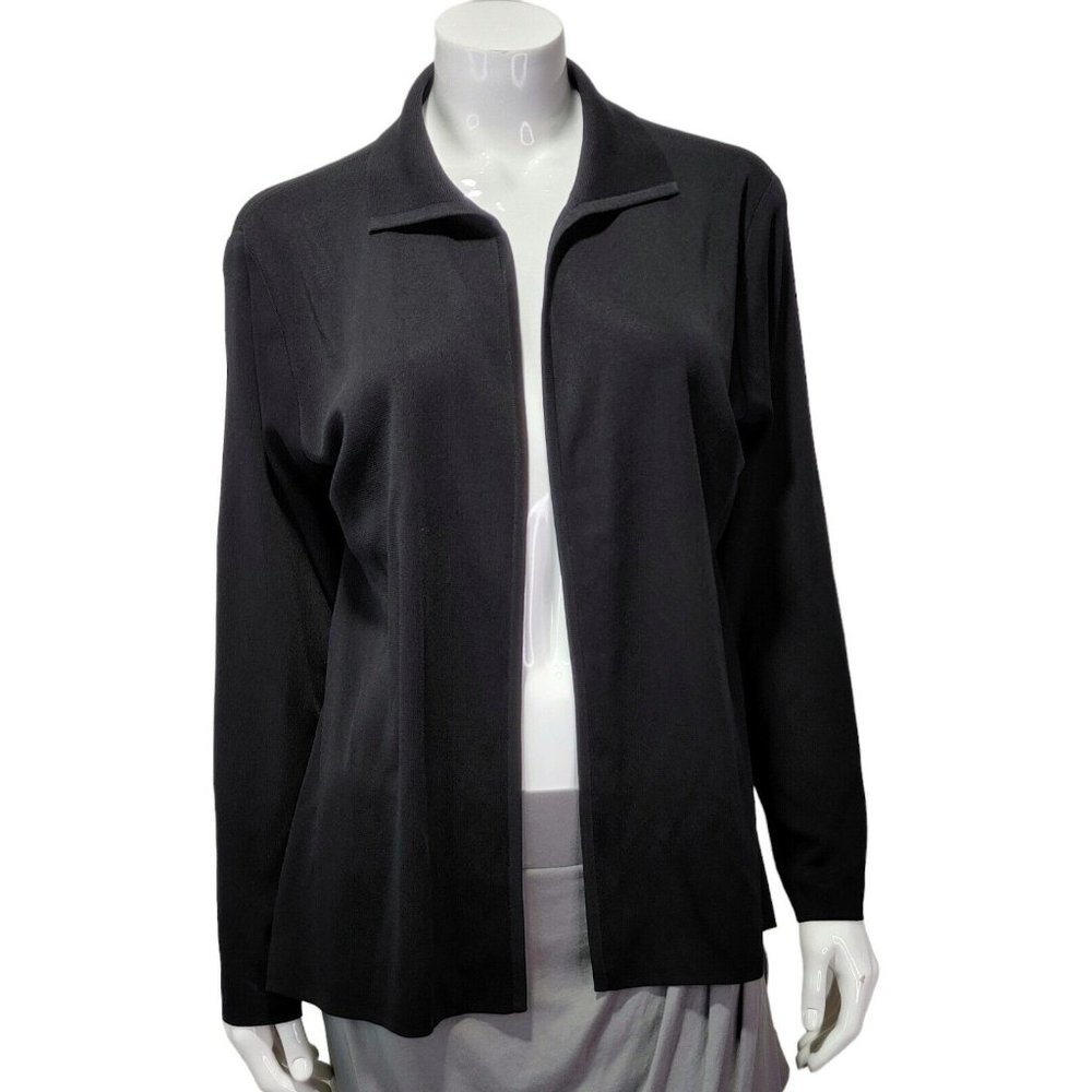 Exclusively Misook Black Open Front Cardigan Women's Size M READ DESCRIP…
